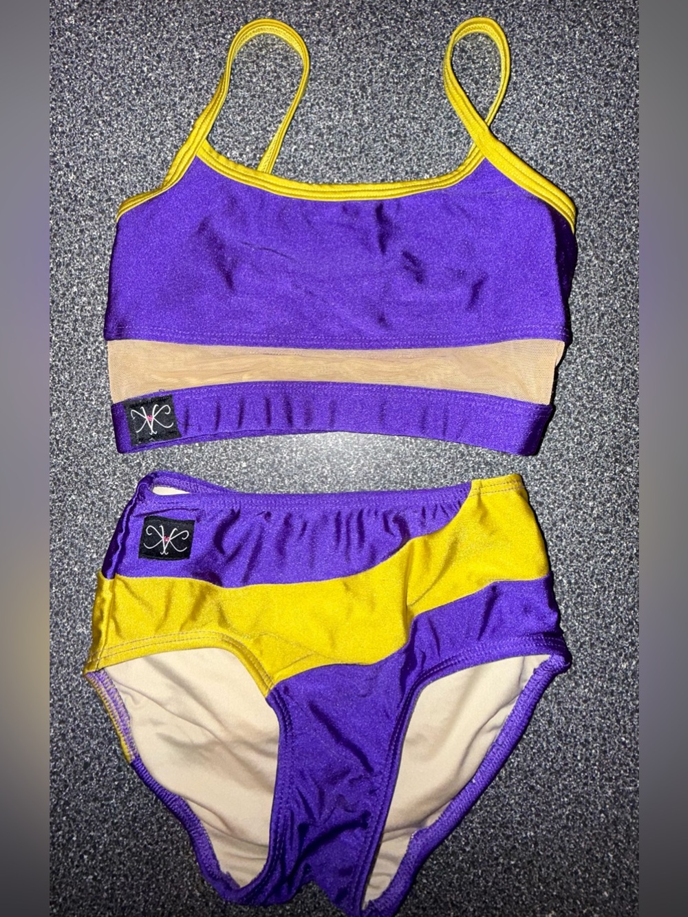Kandi Kouture Dance 2 Piece Set Purple & Yellow Size Child Medium (5/6)